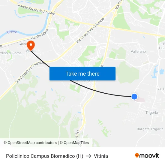 Policlinico Campus Biomedico (H) to Vitinia map