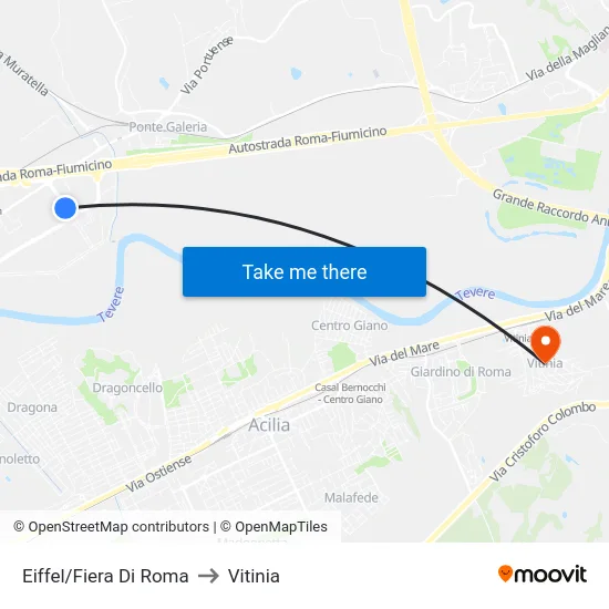 Eiffel/Fiera Di Roma to Vitinia map