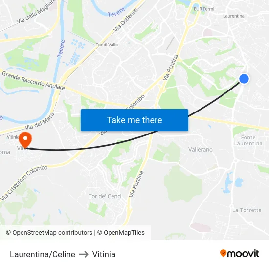 Laurentina/Celine to Vitinia map