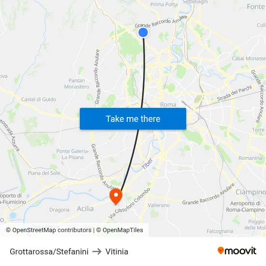 Grottarossa/Stefanini to Vitinia map