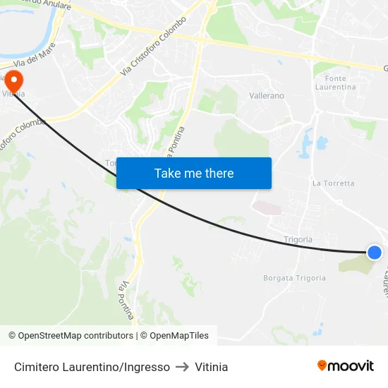 Cimitero Laurentino/Ingresso to Vitinia map