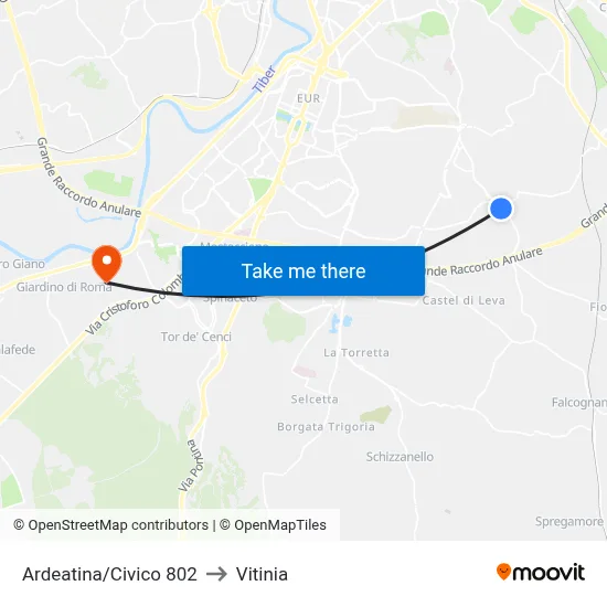 Ardeatina/Number 802 to Vitinia map