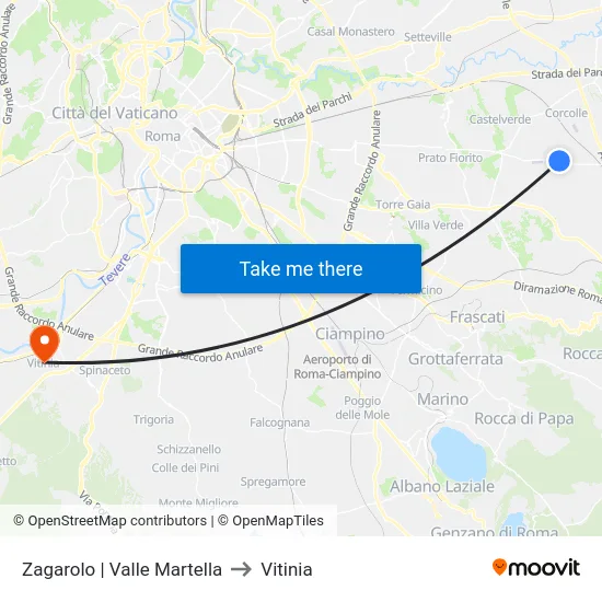 Zagarolo | Valle Martella to Vitinia map