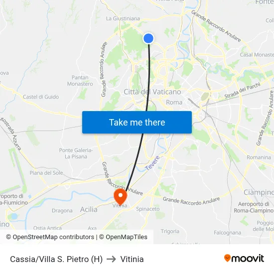 Cassia/Villa S. Pietro (H) to Vitinia map