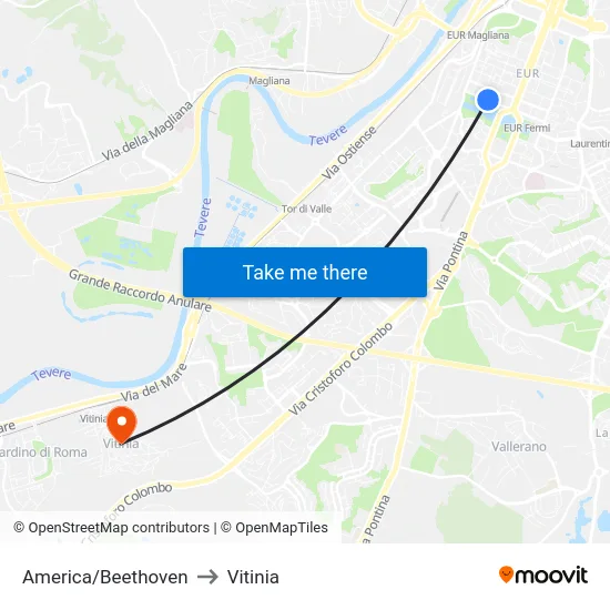 America/Beethoven to Vitinia map