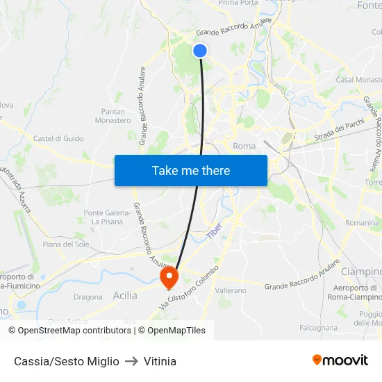 Cassia/Sixth Mile to Vitinia map