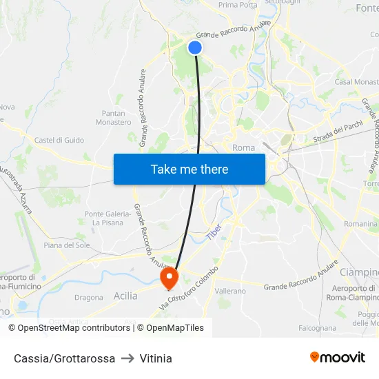 Cassia/Grottarossa to Vitinia map