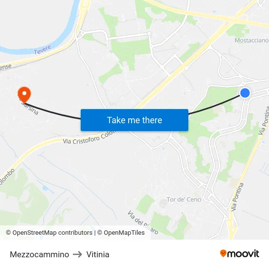 Mezzocammino to Vitinia map