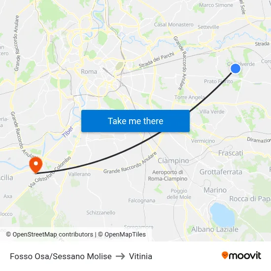 Fosso Osa/Sessano Molise to Vitinia map