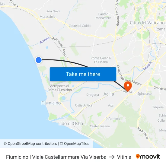 Fiumicino | Viale Castellammare Via Viserba to Vitinia map