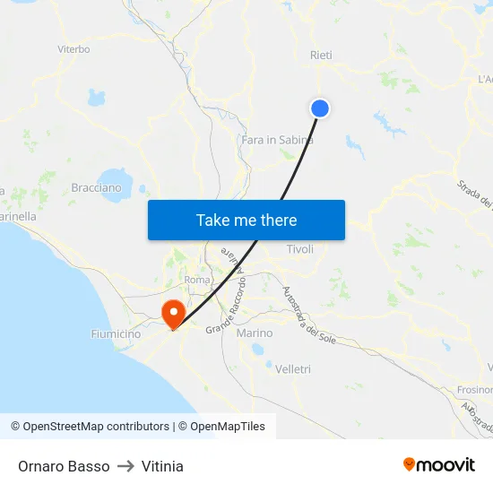 Ornaro Basso to Vitinia map