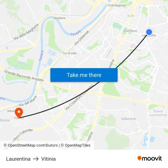 Laurentina to Vitinia map