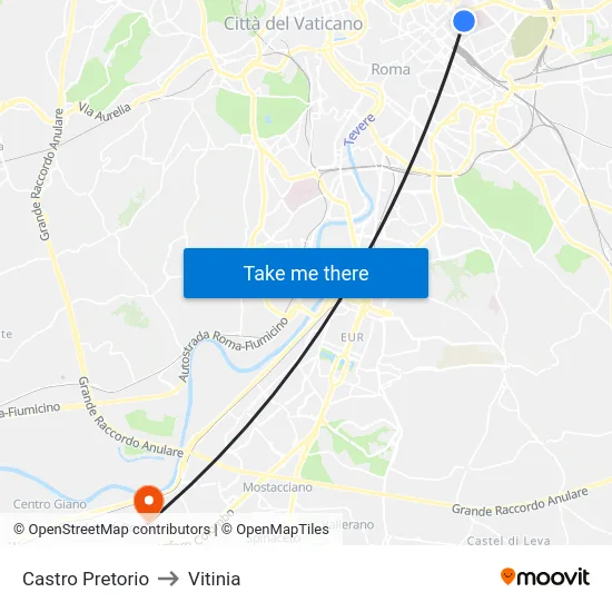 Castro Pretorio to Vitinia map