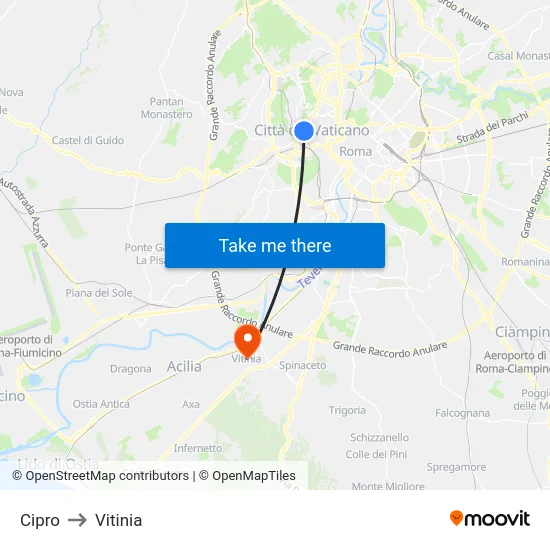 Cipro to Vitinia map