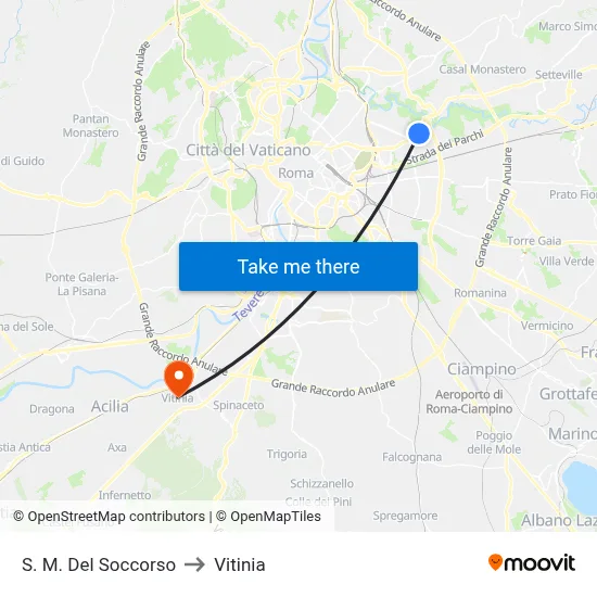 St. Mary of Rescue to Vitinia map