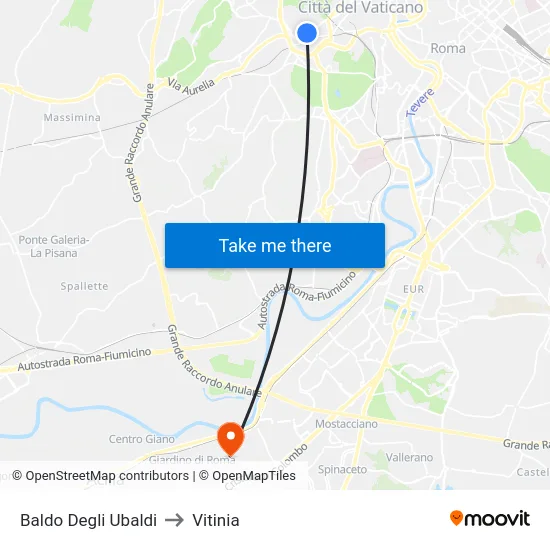 Baldo Degli Ubaldi to Vitinia map