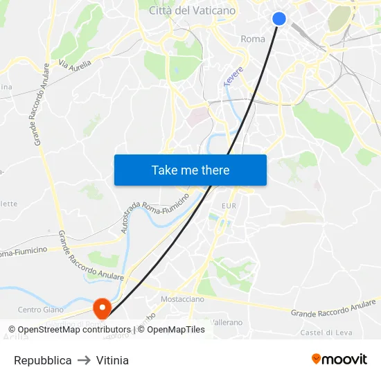 Repubblica to Vitinia map