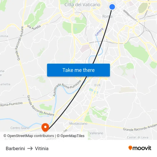 Barberini to Vitinia map