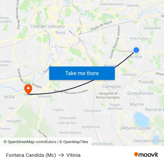 Fontana Candida (Mc) to Vitinia map