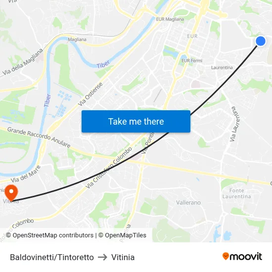 Baldovinetti/Tintoretto to Vitinia map