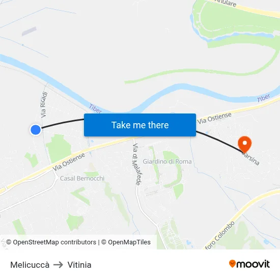 Melicuccà to Vitinia map