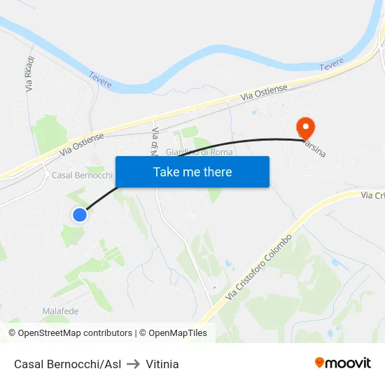 Casal Bernocchi/Asl to Vitinia map