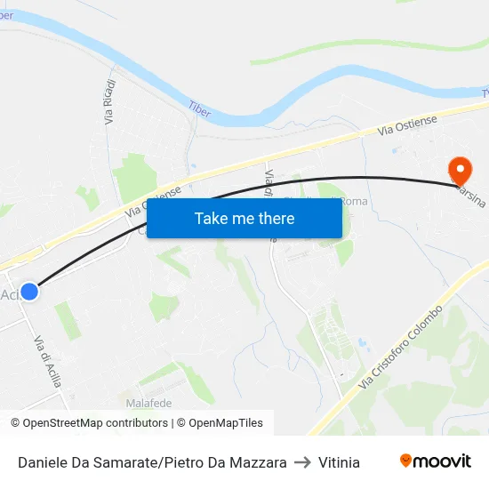 Daniele Da Samarate/Pietro Da Mazzara to Vitinia map