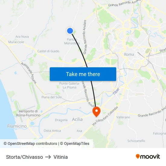 Storta/Chivasso to Vitinia map