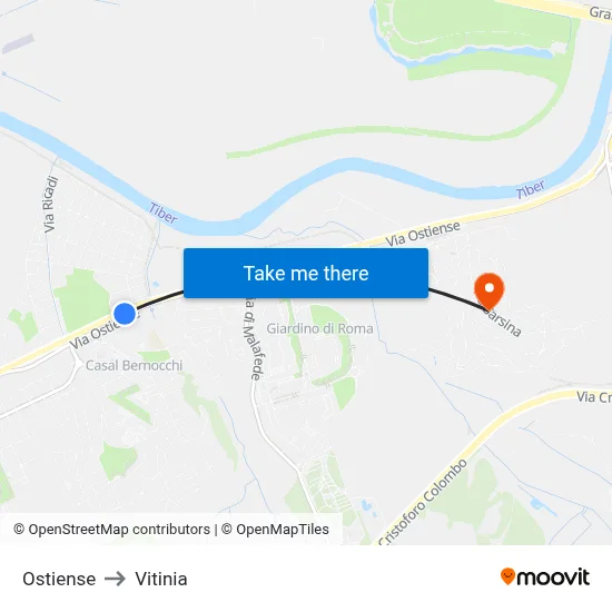 Ostiense to Vitinia map