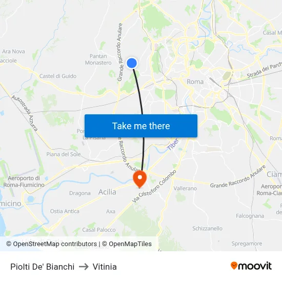 Piolti De' Bianchi to Vitinia map