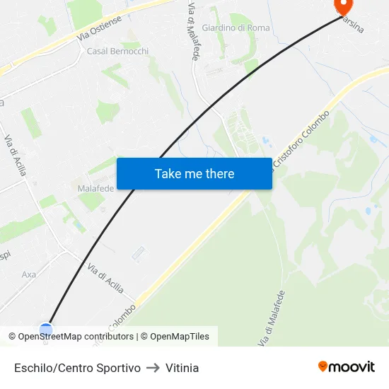Eschilo/Sports Center to Vitinia map