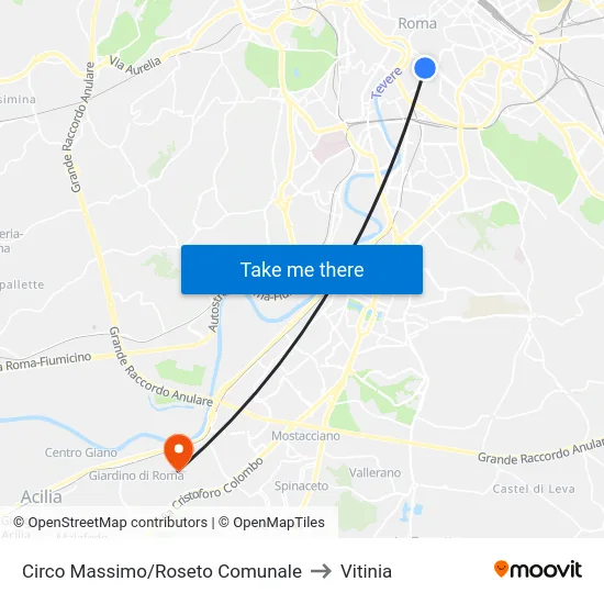 Circo Massimo/Roseto Comunale to Vitinia map
