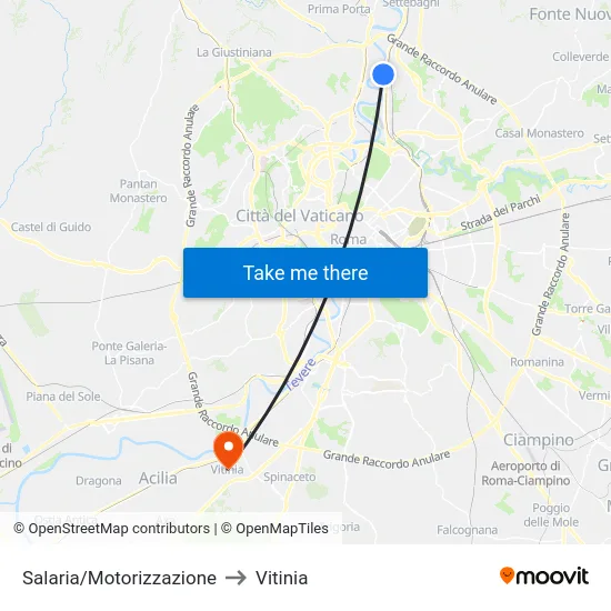 Salaria/Motorizzazione to Vitinia map