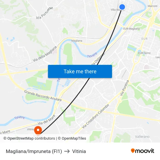 Magliana/Impruneta (Fl1) to Vitinia map