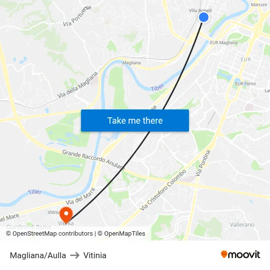 Magliana/Aulla to Vitinia map