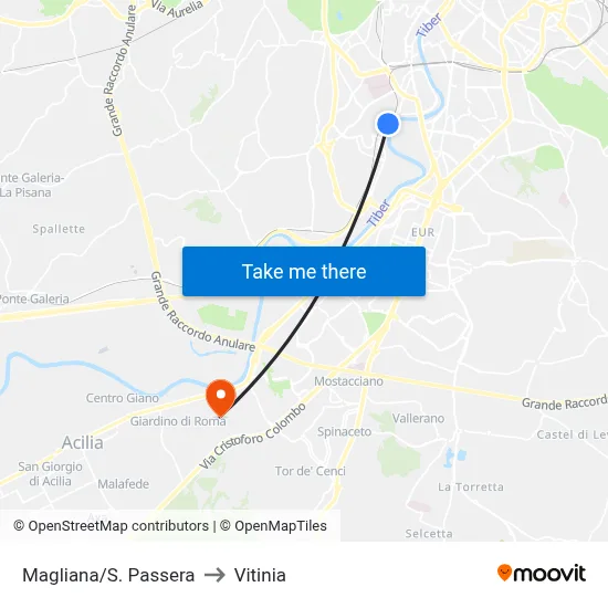 Magliana/St. Passera to Vitinia map