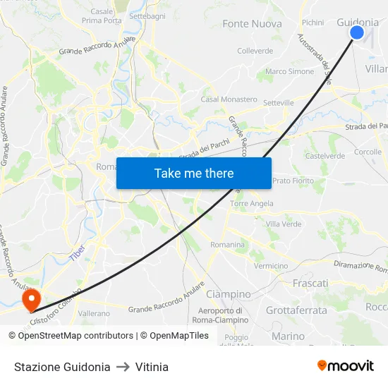 Guidonia Station to Vitinia map
