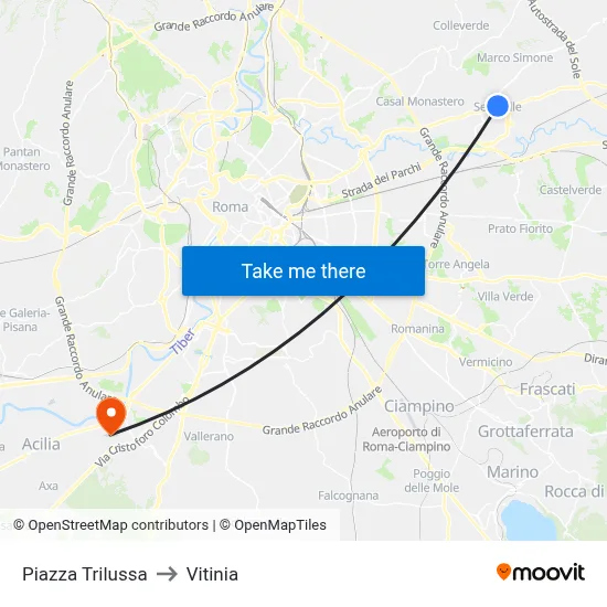 Trilussa Square to Vitinia map