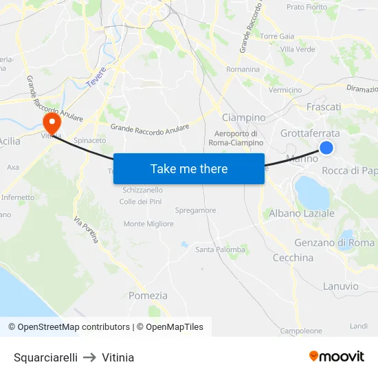 Squarciarelli to Vitinia map