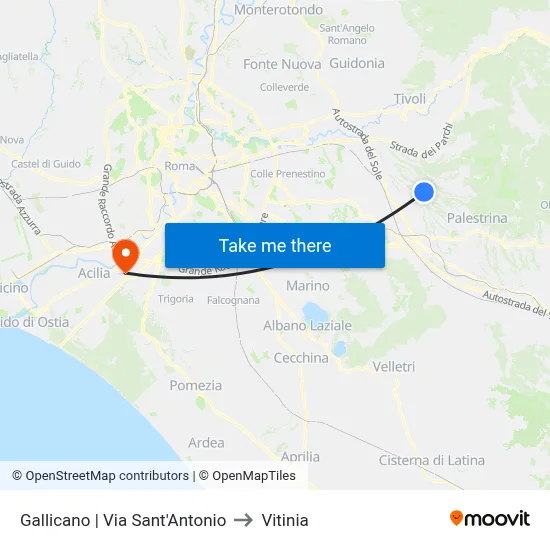Gallicano | Saint Anthony Street to Vitinia map