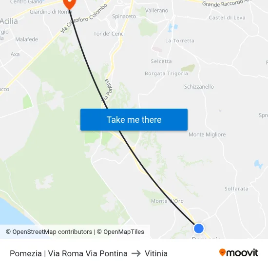 Pomezia | Via Roma Via Pontina to Vitinia map