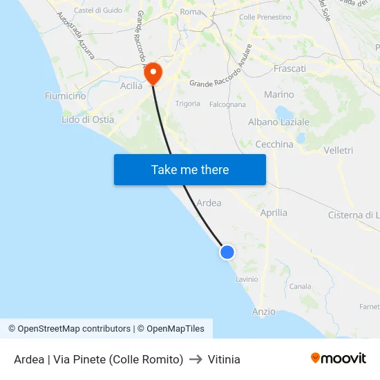 Ardea | Via Pinete (Colle Romito) to Vitinia map