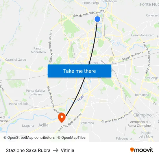 Saxa Rubra Station to Vitinia map