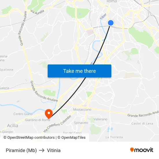 Pyramid (Metro) to Vitinia map