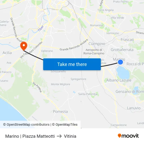Marino Matteotti Square to Vitinia map