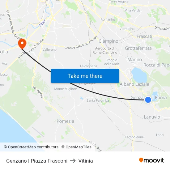 Genzano Frasconi Square to Vitinia map