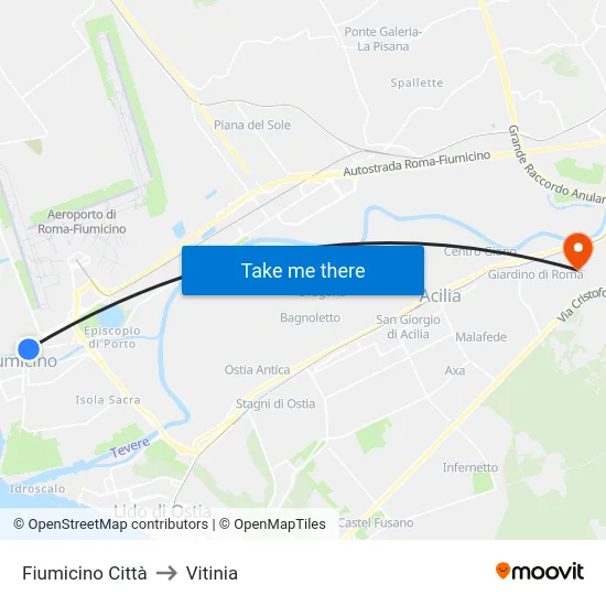 Fiumicino Città to Vitinia map
