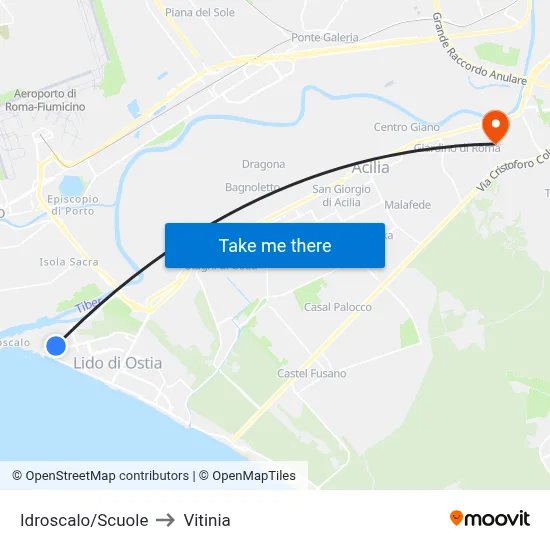 Idroscalo/Schools to Vitinia map