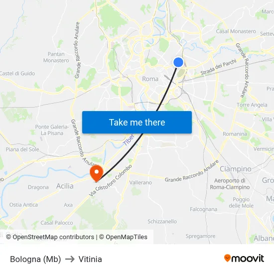Bologna (Mb) to Vitinia map