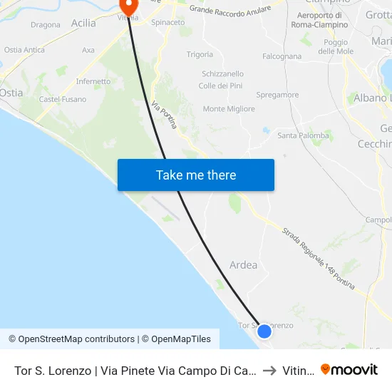 Tor S. Lorenzo | Via Pinete Via Campo Di Carne to Vitinia map